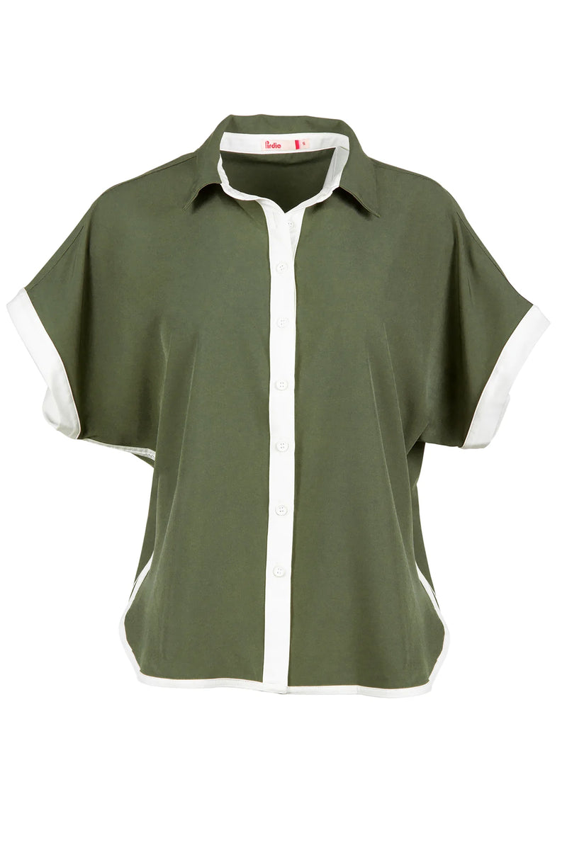 Load image into Gallery viewer, Pirdie Caddy Camp Womens Golf Shirt Dark Green
