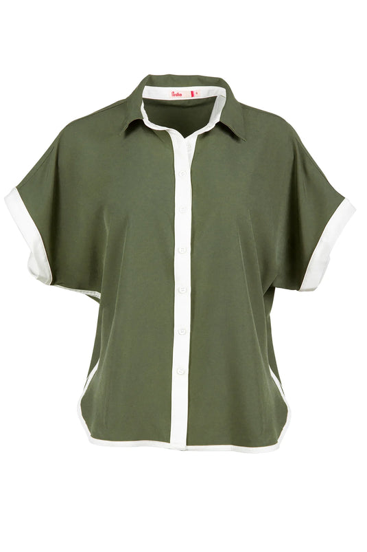 Pirdie Caddy Camp Womens Golf Shirt Dark Green