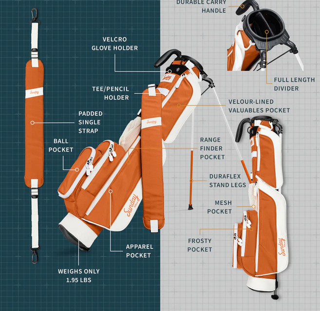 Load image into Gallery viewer, Sunday Loma Golf Stand Bag (Bag Height 32") Burnt Orange