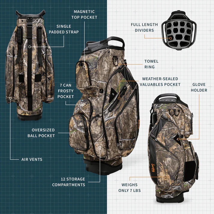 Load image into Gallery viewer, Sunday Golf Big Rig Cart Bag Mossy Oak Country DNA Camo (Bag Height 36")