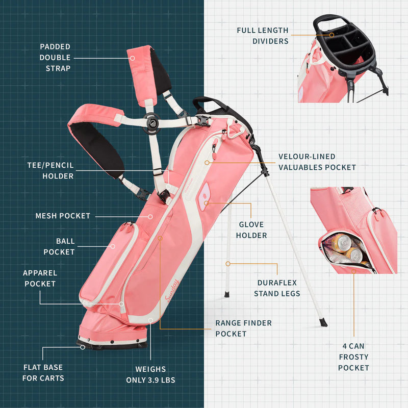 Load image into Gallery viewer, Sunday Golf El Camino Golf Stand Bag Coral Bag Height 34"