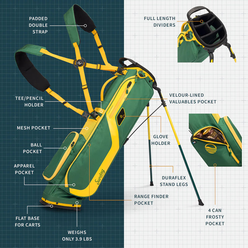 Load image into Gallery viewer, Sunday Golf El Camino Golf Stand Bag Grellow (Bag Height 34")