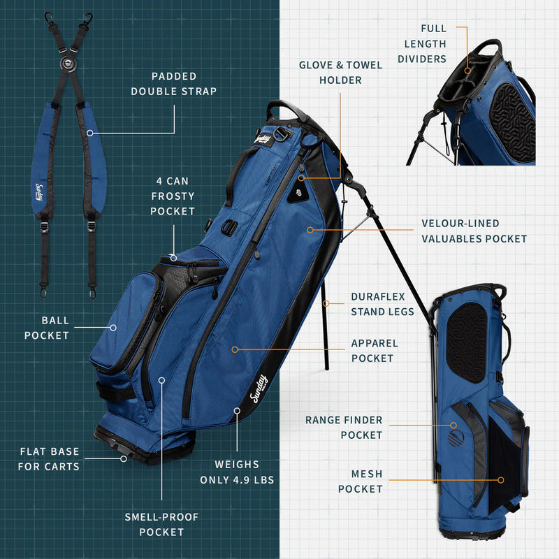 Load image into Gallery viewer, Sunday Golf Ryder 23 Golf Stand Bag Navy Blue (Bag Height 35")
