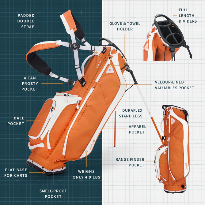 Load image into Gallery viewer, Sunday Golf Ryder Stand Bag Burnt Orange (Bag Height 35")