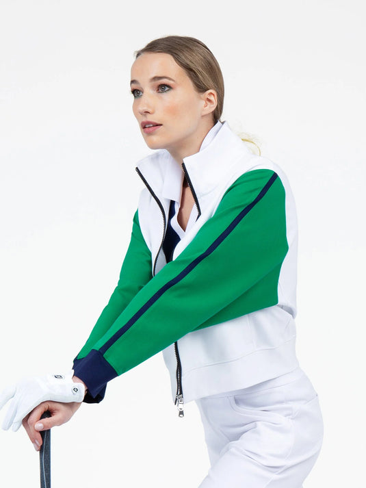 InPhorm Sofia Dolman Knit Golf Jacket White/Ivy Womens