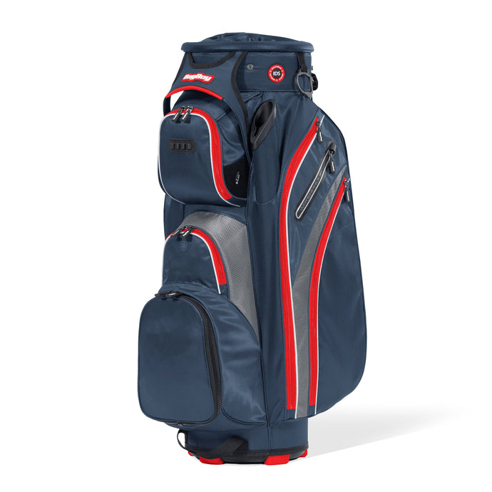 BagBoy Revolver XP Golf Cart Bag Navy/Charcoal/Red