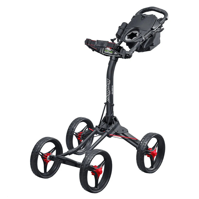 Load image into Gallery viewer, BagBoy Quad XL Golf Push Cart Matte Black/Red
