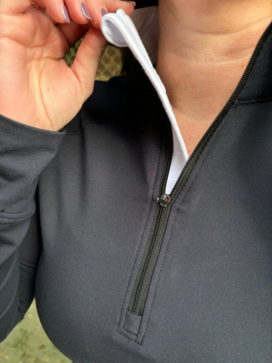 Birdie & Ace Sunrise Womens Golf Quarter Zip Black Detail