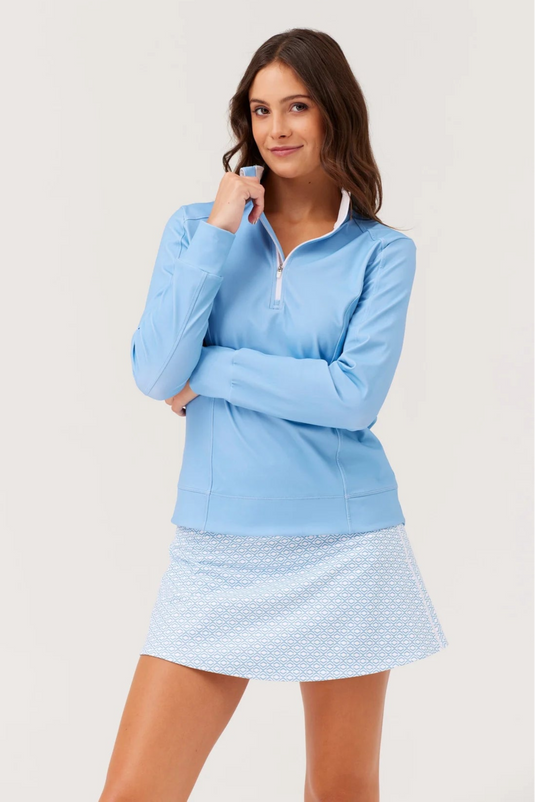 Birdie & Ace Sunrise Womens Golf Quarter Zip Aura Blue