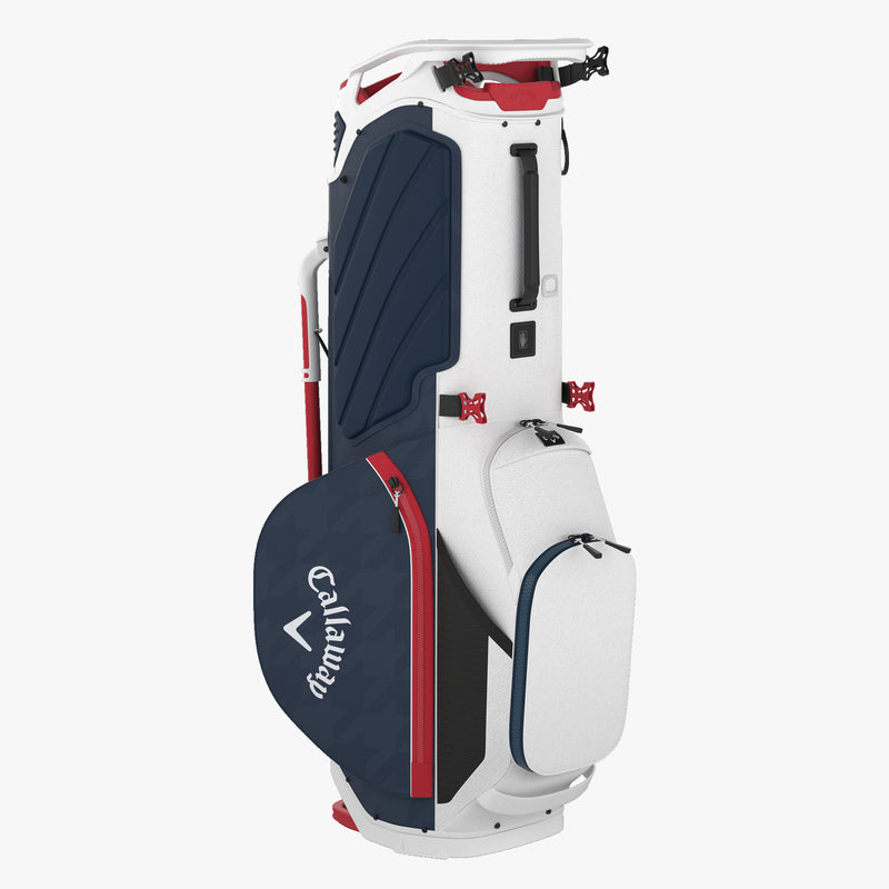 Load image into Gallery viewer, Callaway Fairway+ Double Strap Stand Bag White/Navy Hounds/Red Back View
