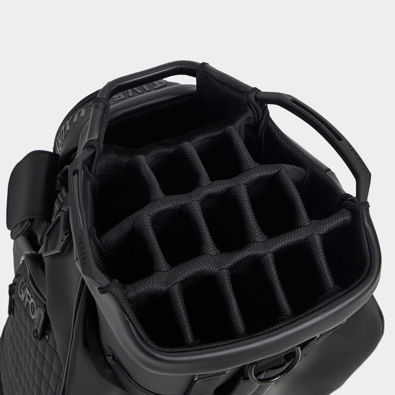 Load image into Gallery viewer, G/FORE Luxe Golf Cart Bag Onyx Compartments
