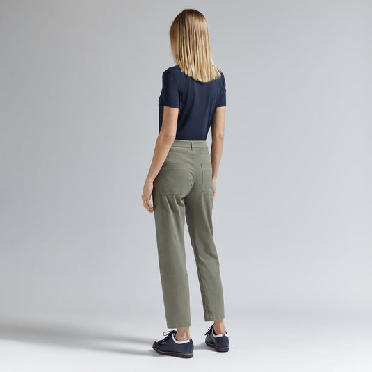 G/Fore Italian Cotton Twill High Raise Straight Womens Tapered Pants - Isle