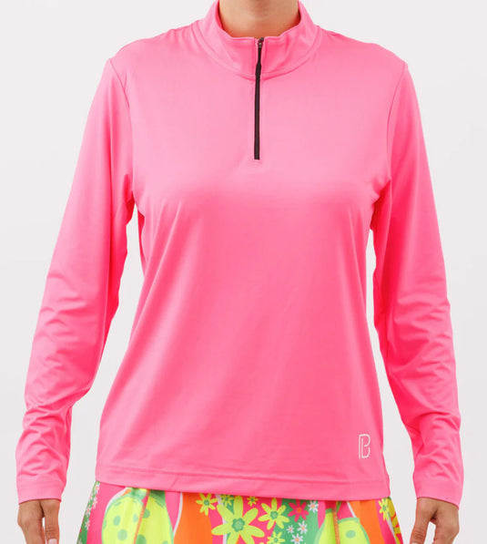 Golf Bella Long Sleeve Womens Golf 1/4 Zip Hot Pink