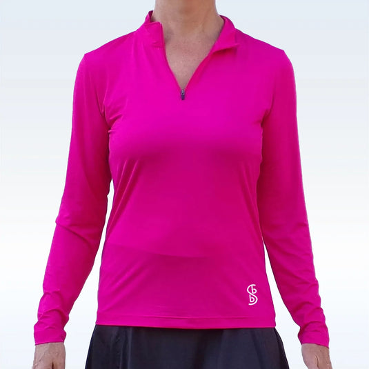 Golf Bella Long Sleeve Womens Golf 1/4 Zip Hot Pink