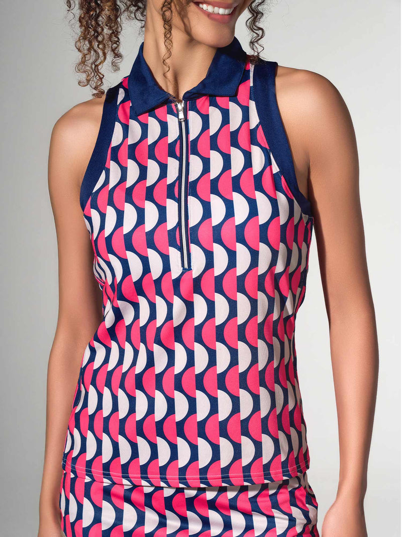 Load image into Gallery viewer, InPhorm Ava Sleeveless Golf top Geometric / Ink
