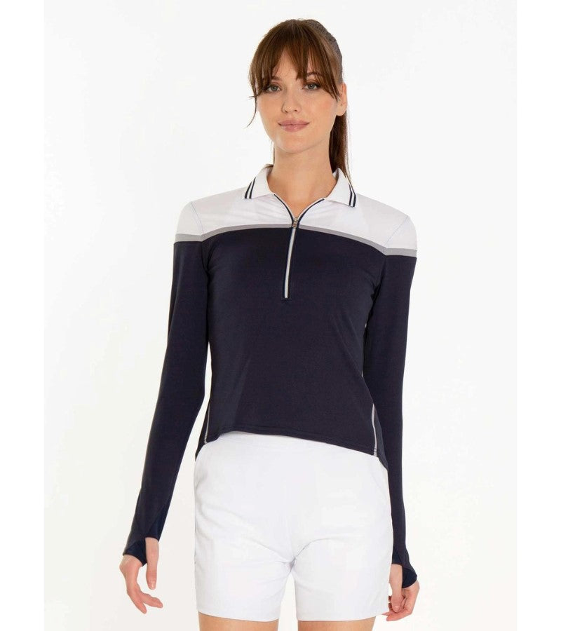 Load image into Gallery viewer, Inphorm Women&#39;s Long Sleeve Polo Midnight
