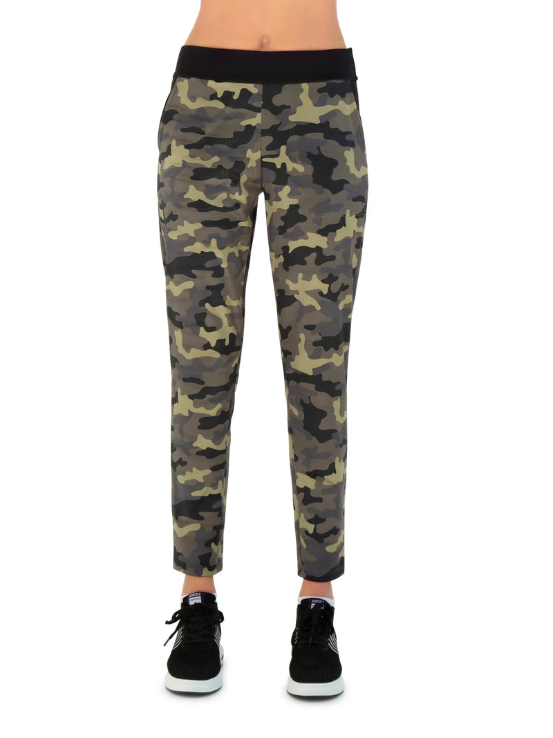 Load image into Gallery viewer, InPhorm Pencil Fit Golf Pant Camo Front View
