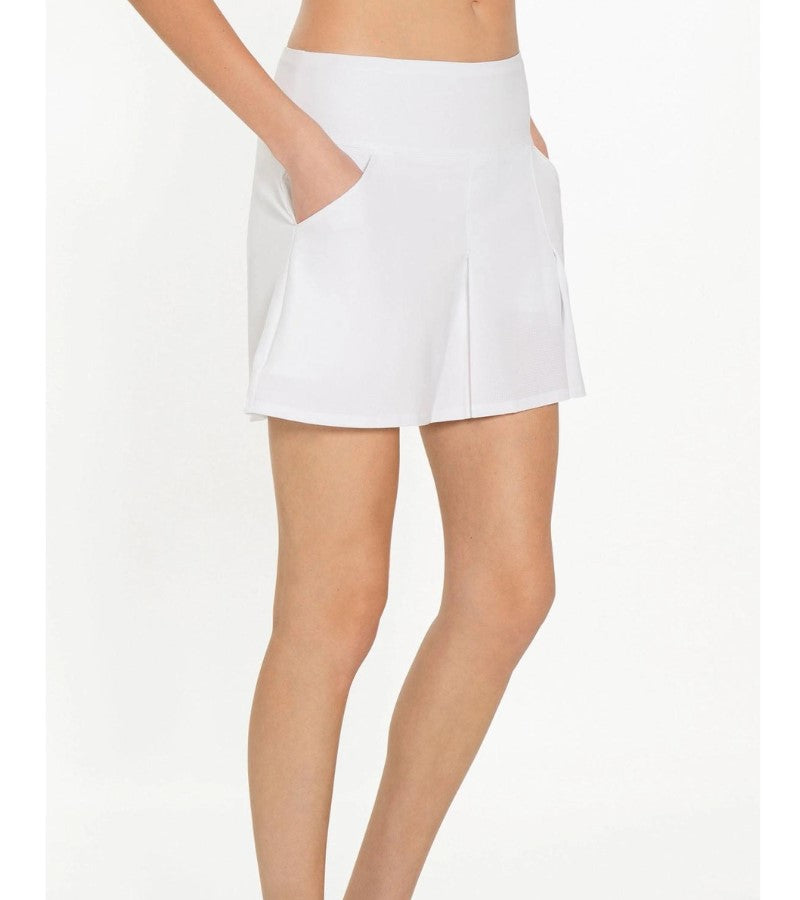 Load image into Gallery viewer, InPhorm Pleated Golf Skort White 15&quot; Side View
