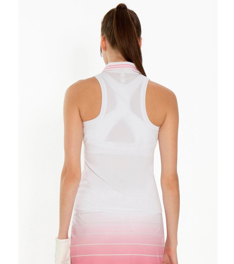 Load image into Gallery viewer, Inphorm Plumeria Sleeveless Polo White
