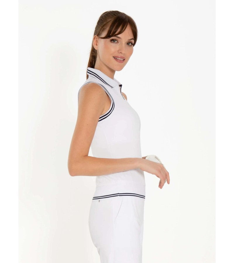 Load image into Gallery viewer, InPhorm Sleeveless Womens Polo White / Midnight
