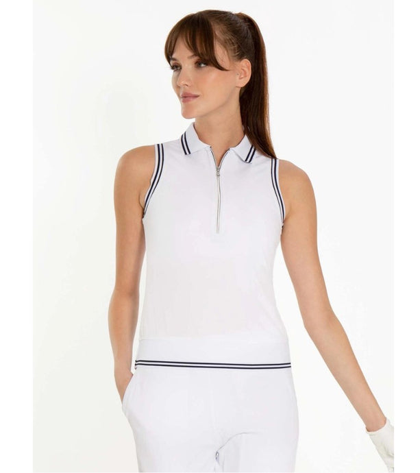 Inphorm Women's Sleeveless Golf Polo - White / Midnight