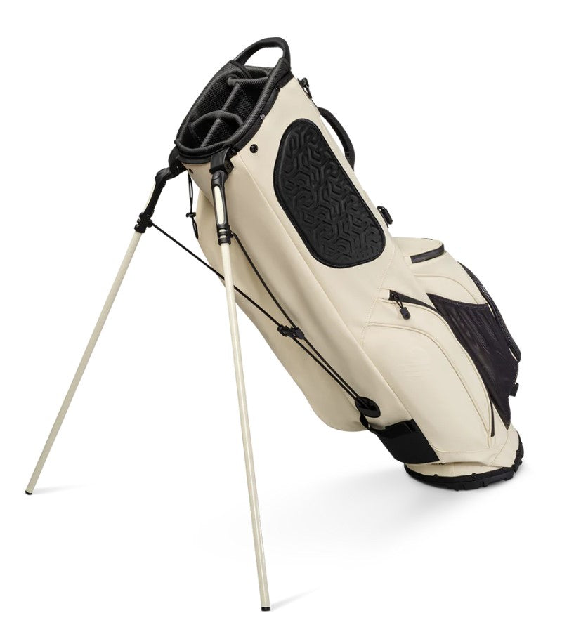 Load image into Gallery viewer, Sunday Golf Ryder Stand Bag Cream Vegan Leather Side View
