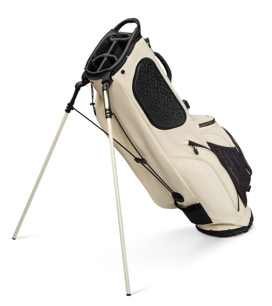 Sunday Golf Ryder Stand Bag Cream Vegan Leather Side View