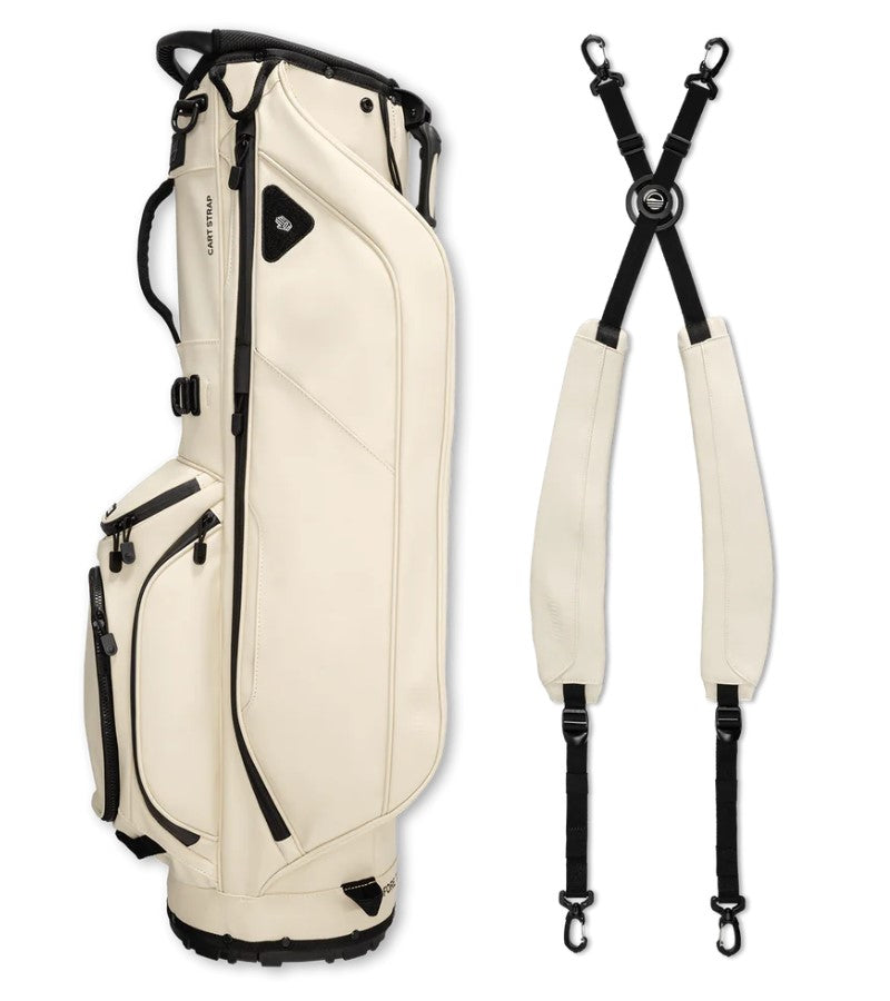 Load image into Gallery viewer, Sunday Golf Ryder Stand Bag Cream Vegan Leather Upright
