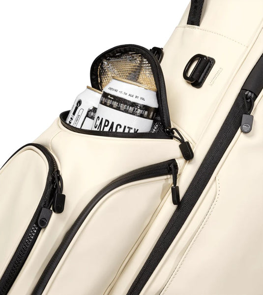 Sunday Golf Ryder Stand Bag Cream Vegan Leather Cooler