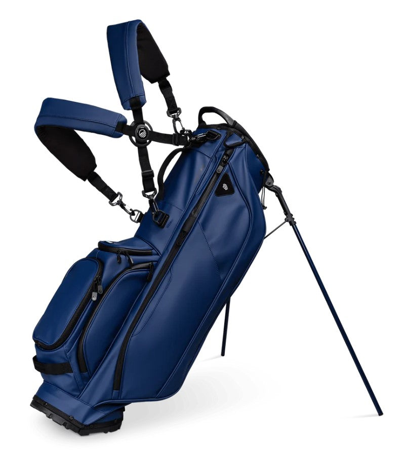 Load image into Gallery viewer, Sunday Golf Ryder Golf Stand Bag Navy Vegan Leather (Bag Height 35&quot;)
