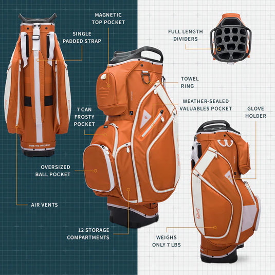 Sunday Golf Bag Big Rig Cart Bag Burnt Orange (Bag Height 36