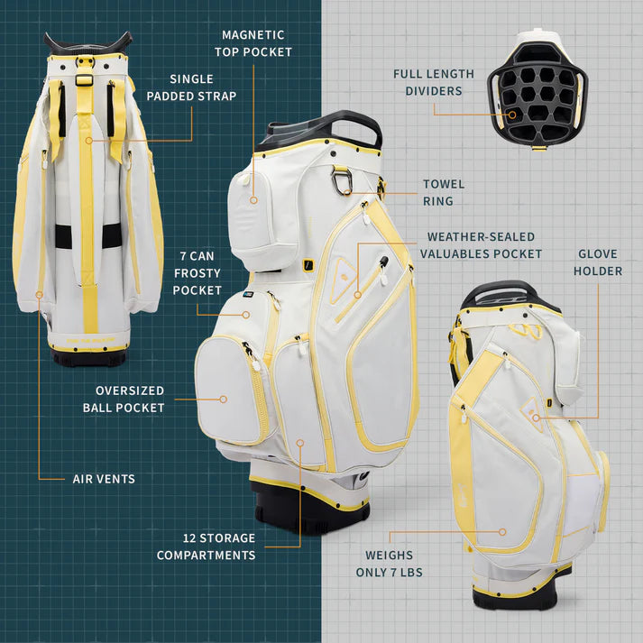 Load image into Gallery viewer, Sunday Golf Big Rig Cart Bag Mindy Lemon (Bag Height 36&quot;)
