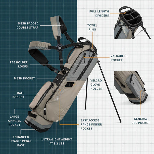 Sunday Golf El Camino Golf Stand Bag Tan-Black Bag Height 34