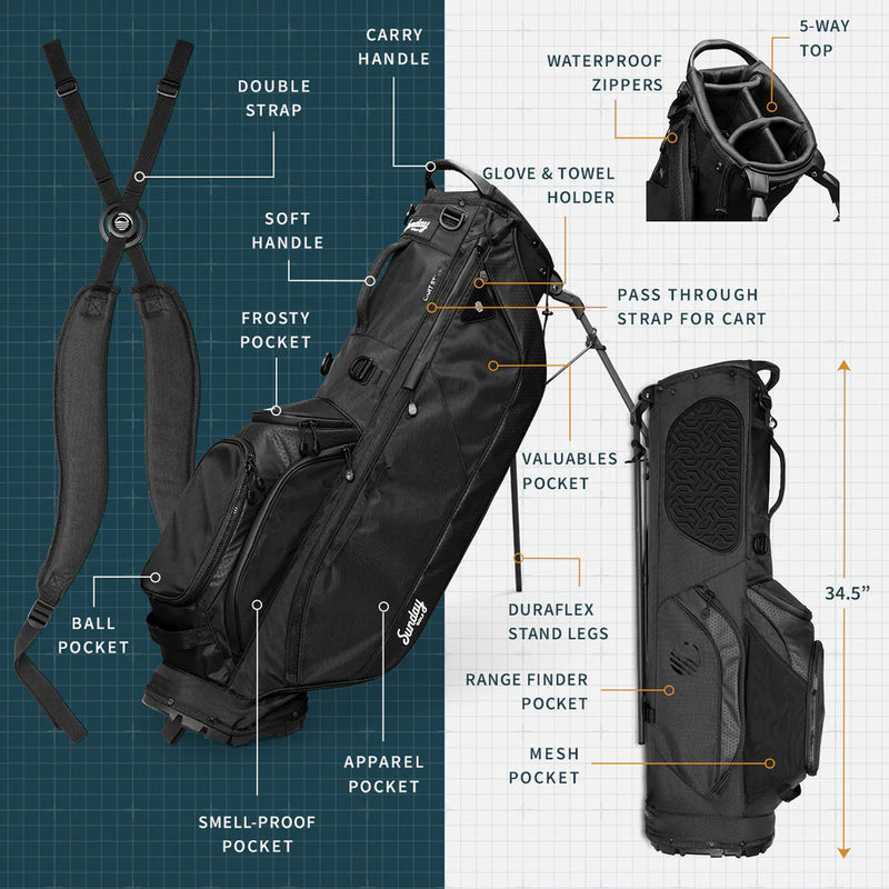 Load image into Gallery viewer, Sunday Golf Ryder 23 Golf Stand Bag Heather Gray (Bag Height 35&quot;)
