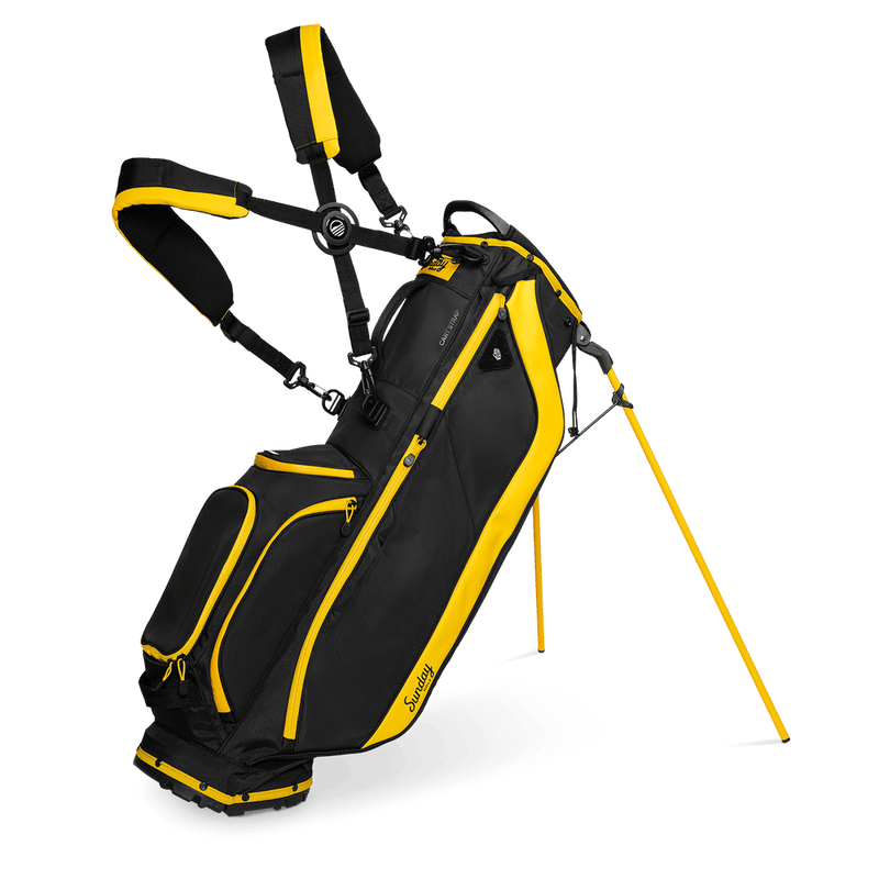 Load image into Gallery viewer, Sunday Golf Ryder 23 Golf Stand Bag Black &amp; Yellow (Bag Height 35&quot;)
