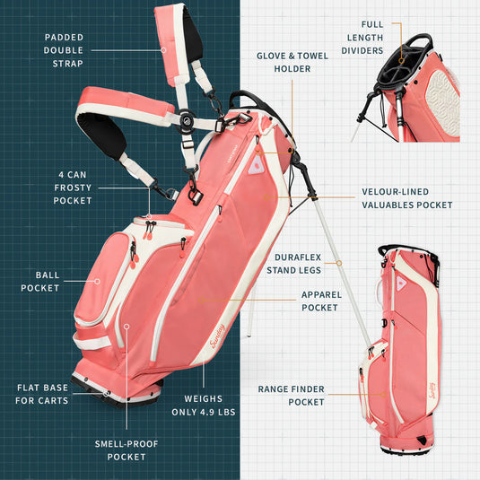 Sunday Golf Ryder 23 Golf Stand Bag Coral (Bag Height 35