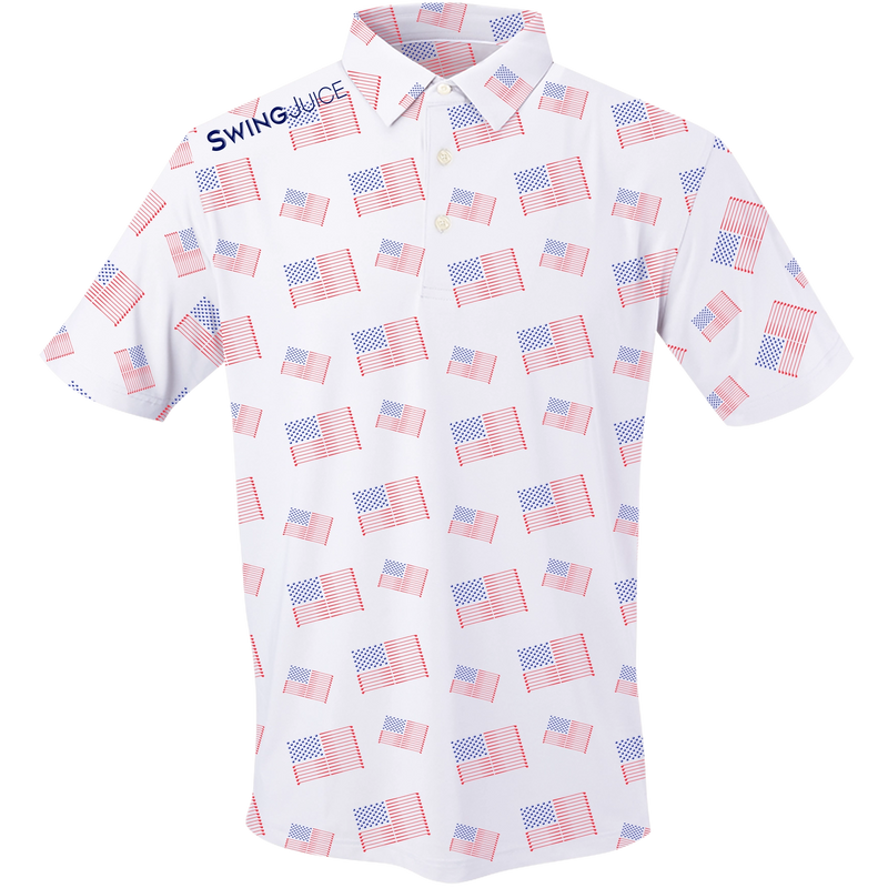 Load image into Gallery viewer, SwingJuice American Flag Performance Golf Polo Mens
