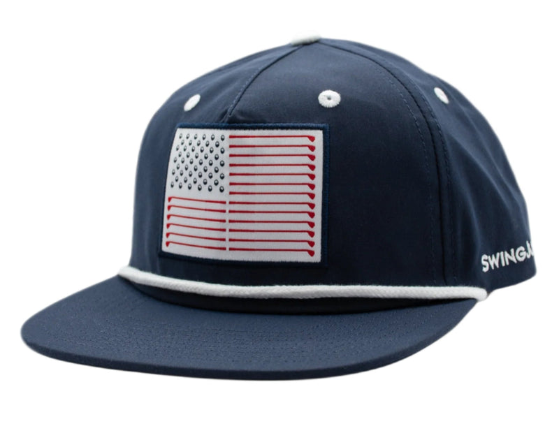 Load image into Gallery viewer, SwingJuice American Flag Performance Rope Hat Navy Front
