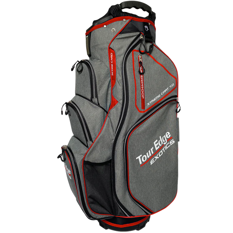 Load image into Gallery viewer, Tour Edge Exotics Xtreme 7.0 Deluxe Golf Cart Bag Grey Red
