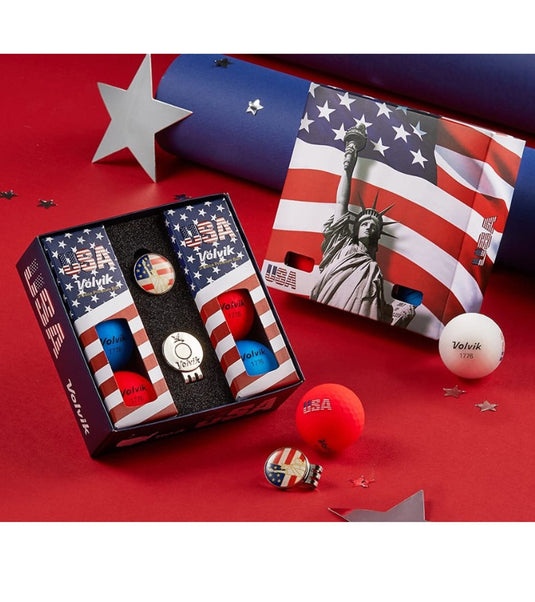 Volvik USA 6 Ball Pack Limited Edition - Lady Liberty Ball Marker With Hat Clip
